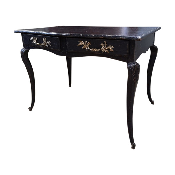 Regency Style Black Lacquered Wood Desk