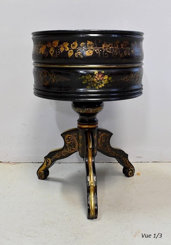  Napoleon III planter in blackened wood and golden decorations - 19th century