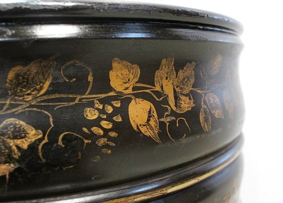  Napoleon III planter in blackened wood and golden decorations - 19th century