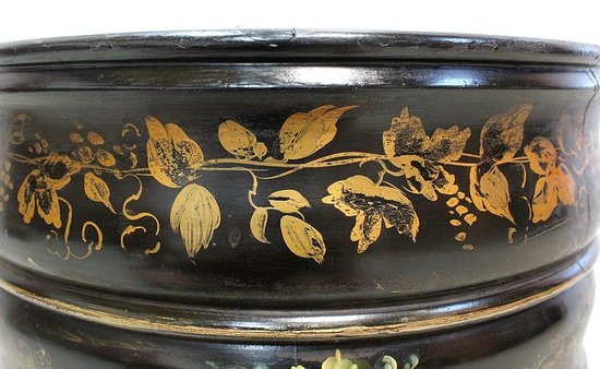  Napoleon III planter in blackened wood and golden decorations - 19th century