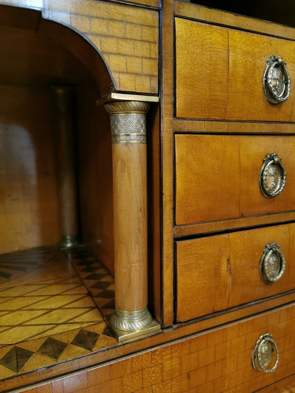 Empire period Biedermeier desk with coat of arms. Early 19th century