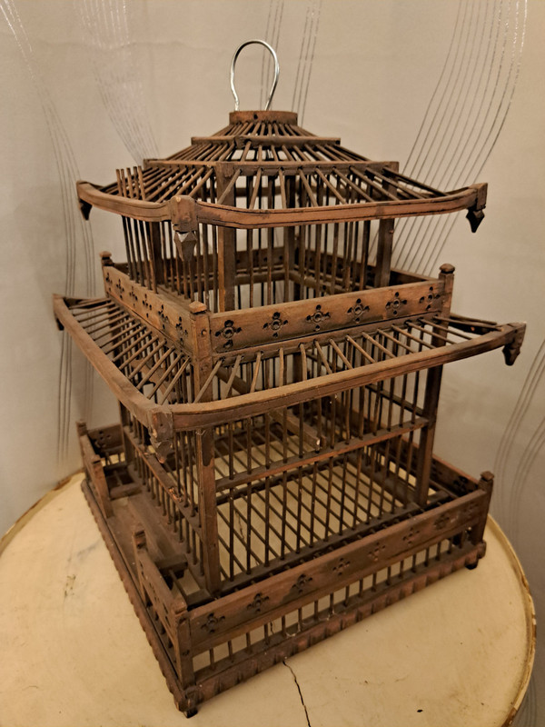 Cage Style Pagode Chinoise  Bois Exotique  