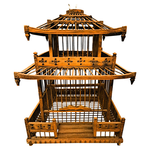 Cage Style Pagode Chinoise  Bois Exotique  