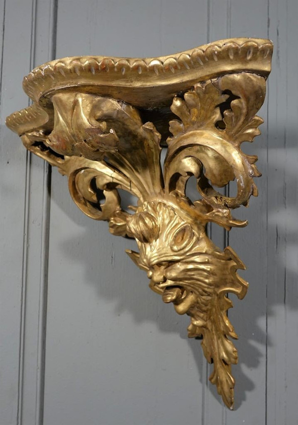 Golden Wood Corner Hanging Console