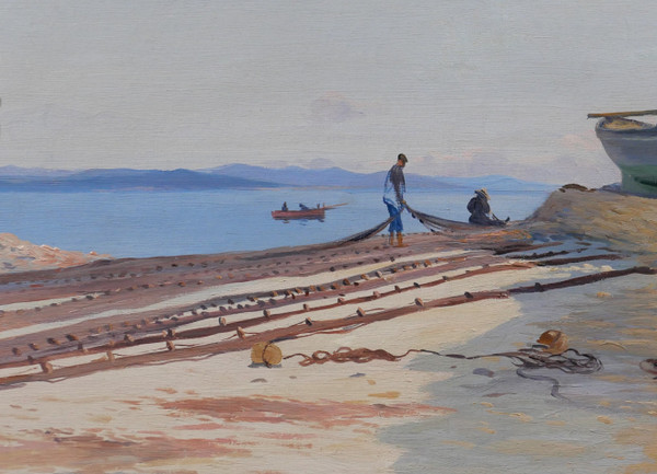 Louis HAAS 1870-1923 Saint-Tropez, Paysage de la pointe, tableau, vers 1910