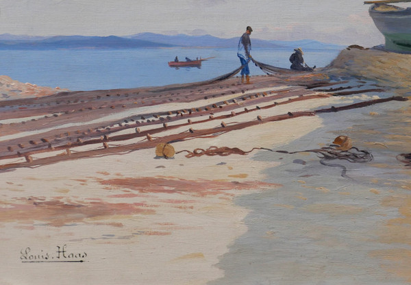 Louis HAAS 1870-1923 Saint-Tropez, Paysage de la pointe, tableau, vers 1910