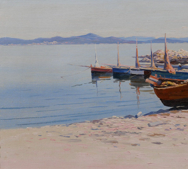 Louis HAAS 1870-1923 Saint-Tropez, Paysage de la pointe, dipinto, 1910 ca.