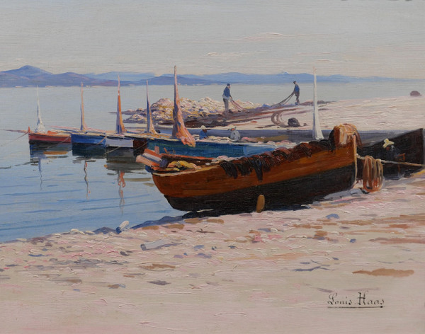 Louis HAAS 1870-1923 Saint-Tropez, Paysage de la pointe, dipinto, 1910 ca.