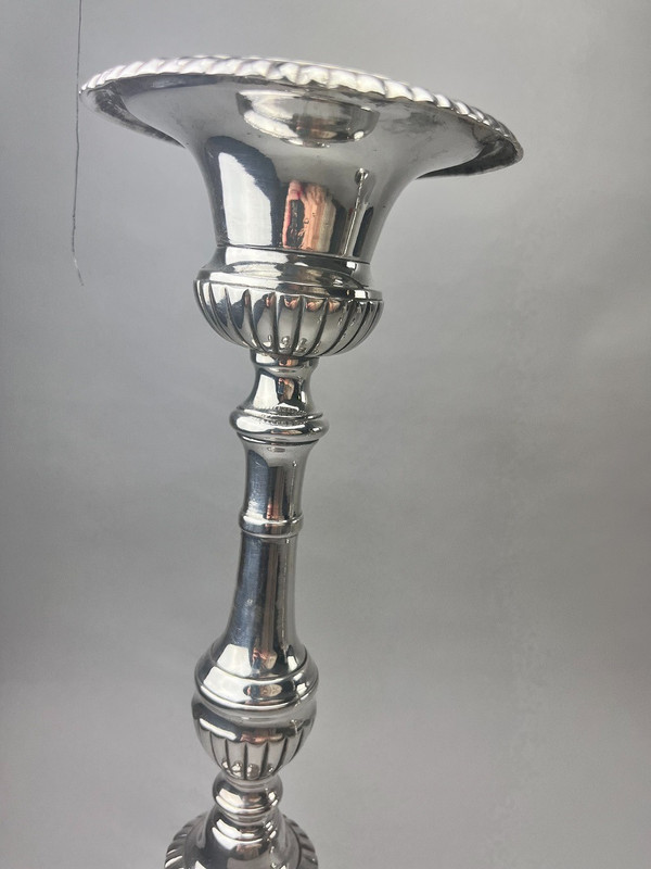 Pair of large silver-plated candlesticks