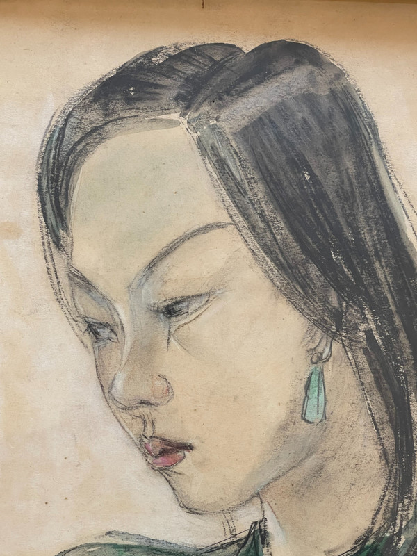 N’guyen Phan Long, a pair of drawings on paper, 1946