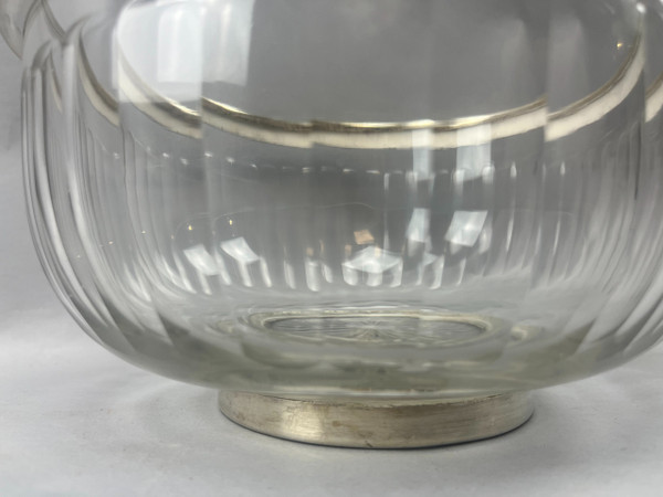 Harcourt crystal and silver salad or serving bowl