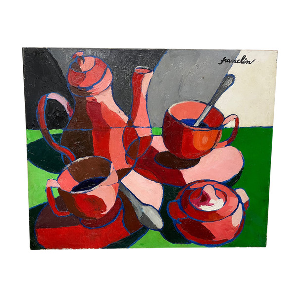 Françoise Jacquelin - Nature Morte Style Cubiste « Le café rouge »