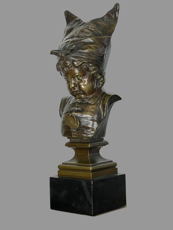 19th CENTURY ANCIENT BRONZE "LE BONNET D'ÂNE LA PENITENCE" AFTER NICOLAS LECORNET