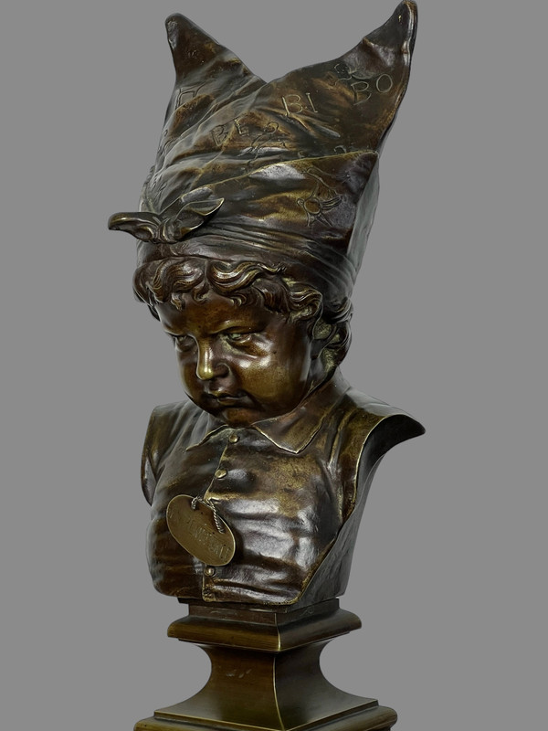 19th CENTURY ANCIENT BRONZE "LE BONNET D'ÂNE LA PENITENCE" AFTER NICOLAS LECORNET