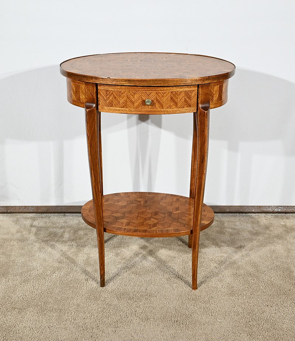 Small Marquetry Salon Table, Transition Louis XV Louis XVI style - 1920