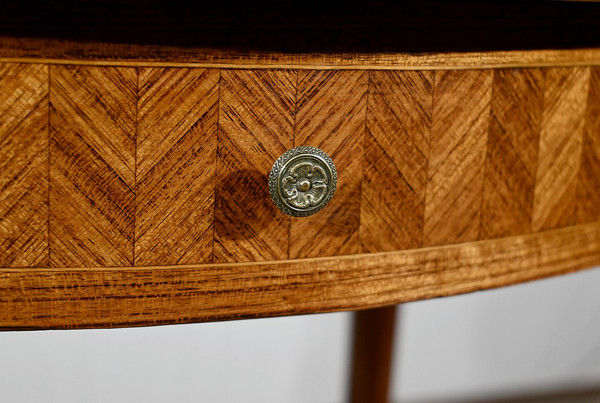 Small Marquetry Salon Table, Transition Louis XV Louis XVI style - 1920