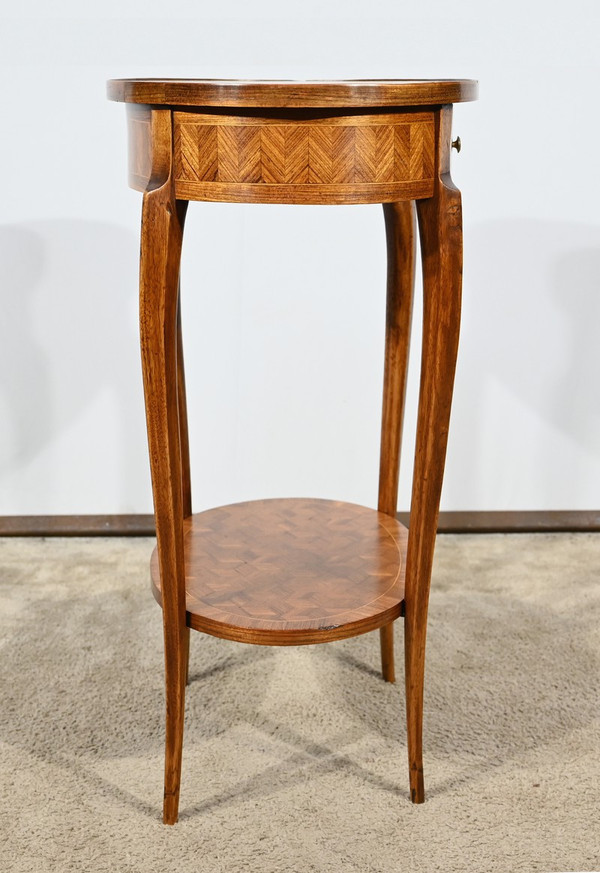 Small Marquetry Salon Table, Transition Louis XV Louis XVI style - 1920