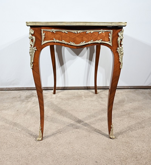 Rosewood and Marquetry Table, Louis XV style - Early XXth century