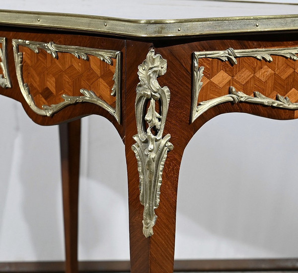 Rosewood and Marquetry Table, Louis XV style - Early XXth century