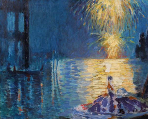 Henri Le Riche 1868-1944 Venise, fête de nuit, tableau, 1928