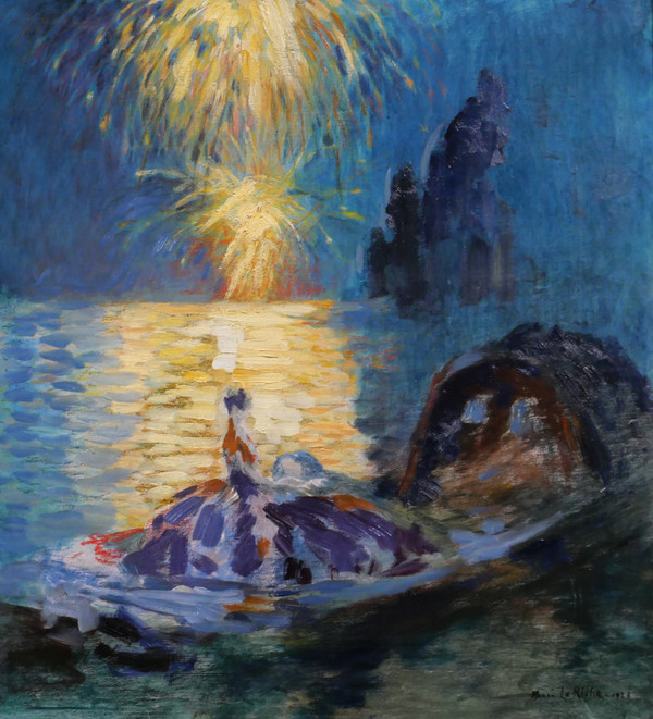 Henri Le Riche 1868-1944 Venise, fête de nuit, tableau, 1928