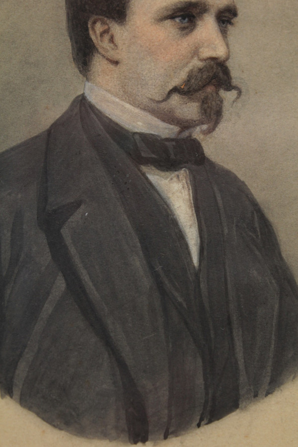 Dessin 'Portrait de Charles Morin' signée M. Parmentier vers 1870