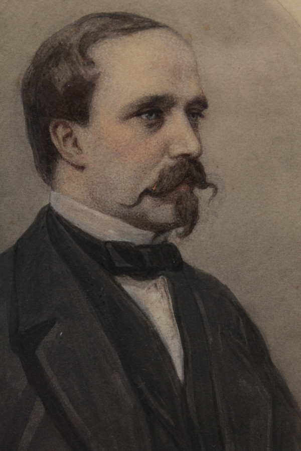 Dessin 'Portrait de Charles Morin' signée M. Parmentier vers 1870