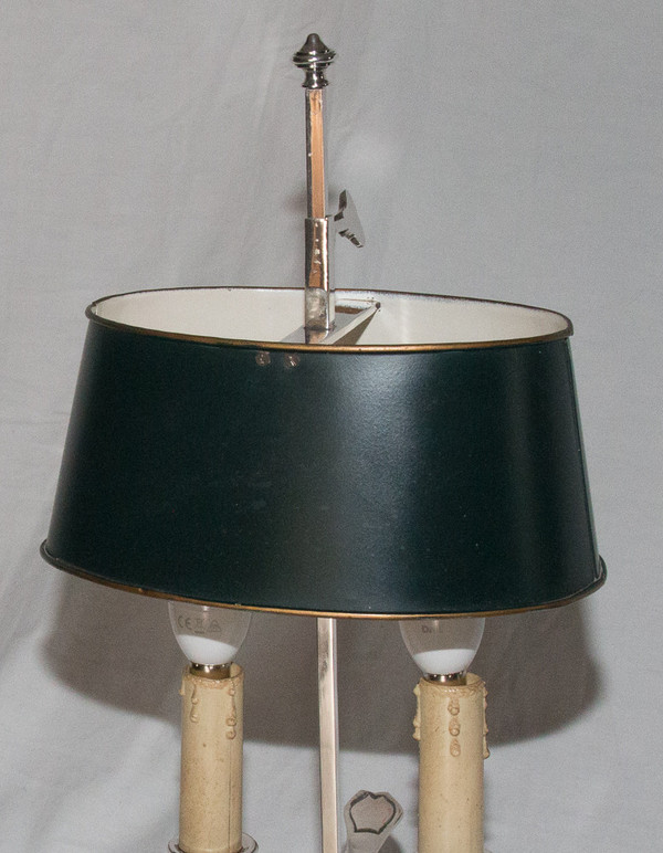 Lampada Bouillotte in bronzo argentato A MOURIER Inizio XX secolo