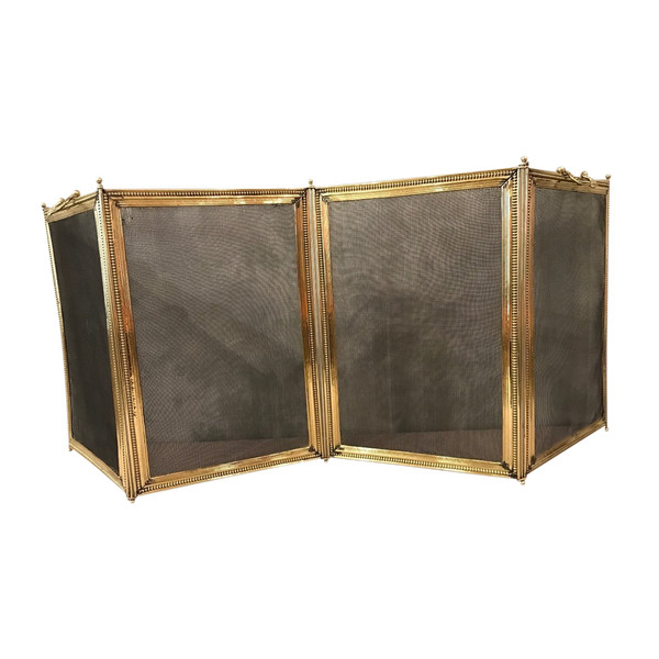 Antique Louis XVI style brass fireplace surround