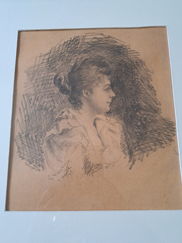 Portrait of a Young Woman , Drawing , Pencil , Late 19th century.