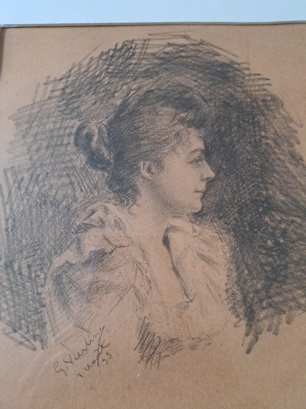 Portrait of a Young Woman , Drawing , Pencil , Late 19th century.