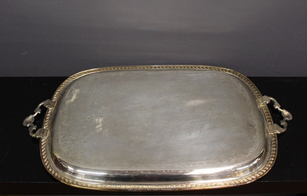 Silver-plated Metal Serving Tray About 1950