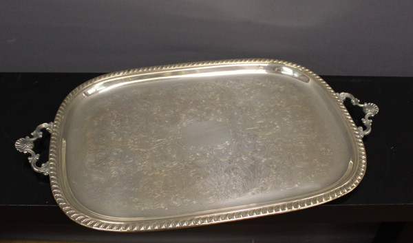 Silver-plated Metal Serving Tray About 1950