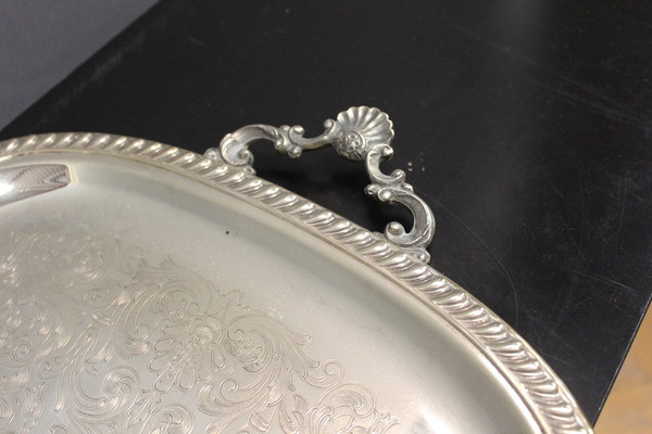 Silver-plated Metal Serving Tray About 1950