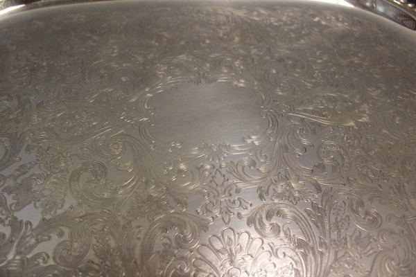 Silver-plated Metal Serving Tray About 1950