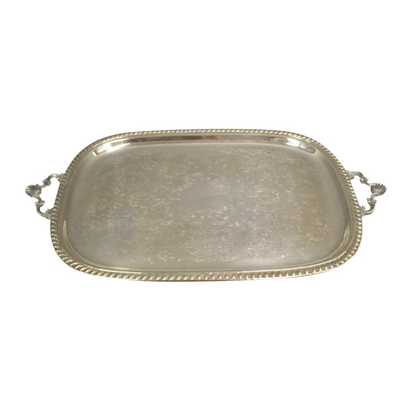 Silver-plated Metal Serving Tray About 1950