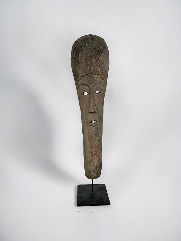 Importante maschera tribale d'epoca Tiki Hut - scultura polinesiana di Bali H 234 cm