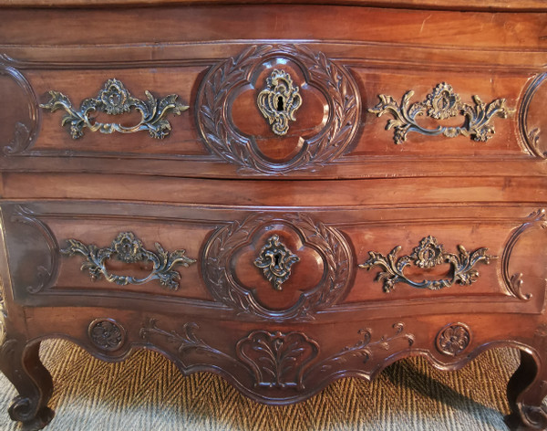 Louis XV Curved And Carved Walnut Chest Of Drawers