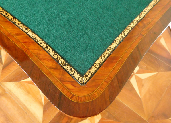 Louis XV period marquetry corner game table