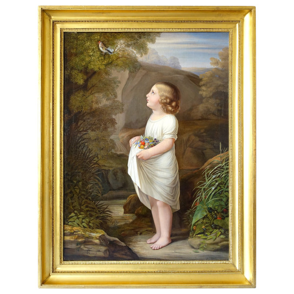 19th century French school, large Charles X period child portrait, Allegory of Innocence