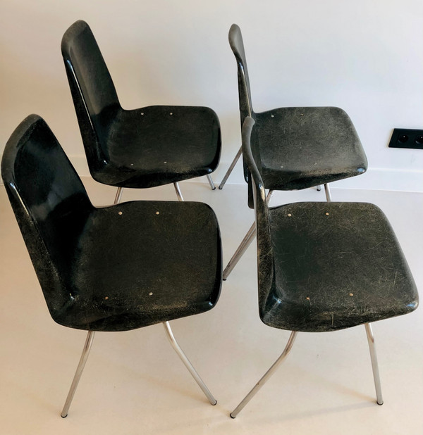 4 Alberto Roselli designer chairs, production Rima Gastone Rinaldi Italy 1960s