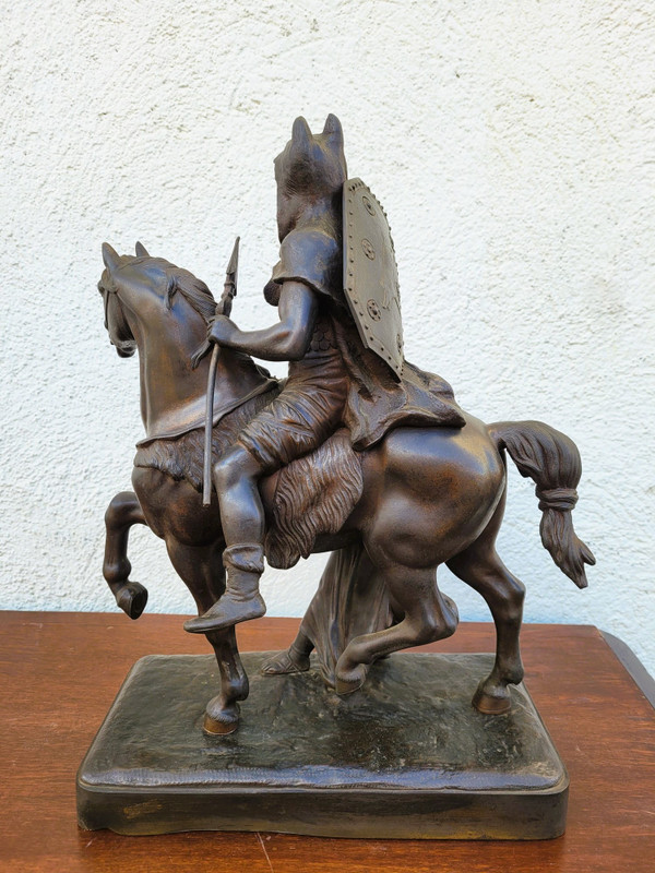 Gallischer Koch zu Pferd in Bronze, 19. Jahrhundert