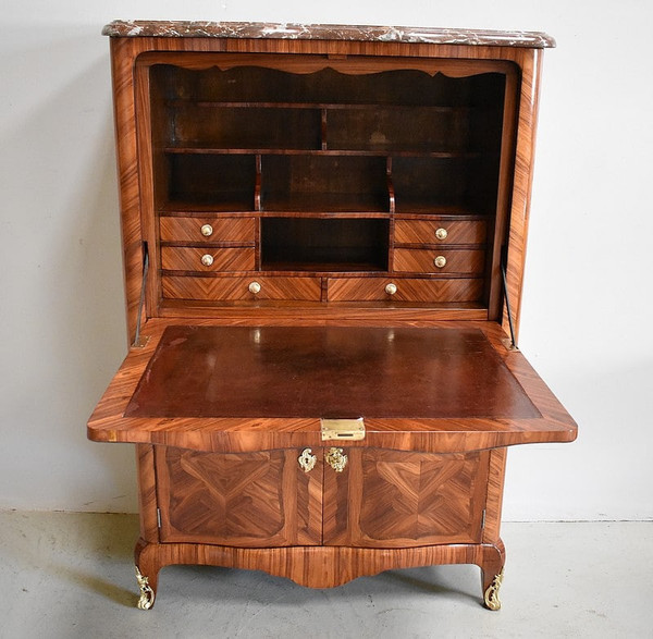 Louis XV Secretary in Rosewood Marquetry 19th Century