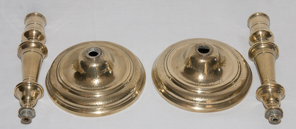 Pair Of Bronze Candlesticks, Crowned C 1745-1749