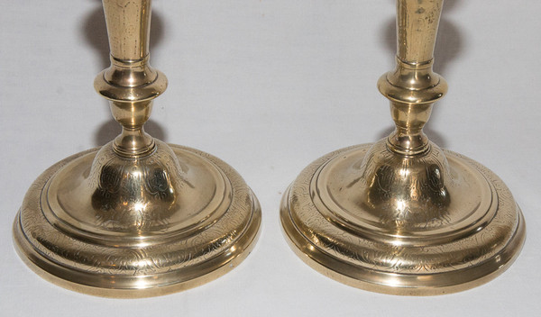 Pair Of Bronze Candlesticks, Crowned C 1745-1749