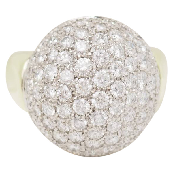 Bague boule en or jaune et diamants