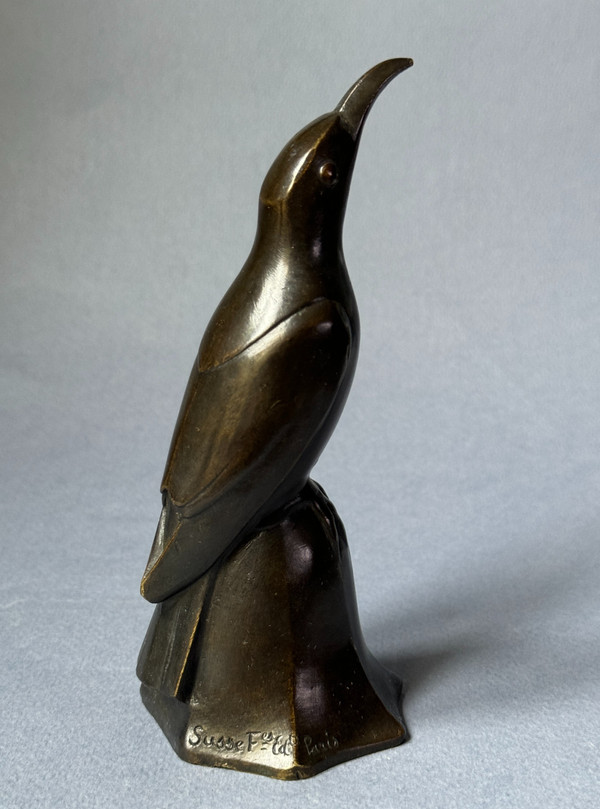 ArtDeco Bronze "Blue Bird No. 1 Head Raised" Édouard-Marcel SANDOZ (Susse Frères)