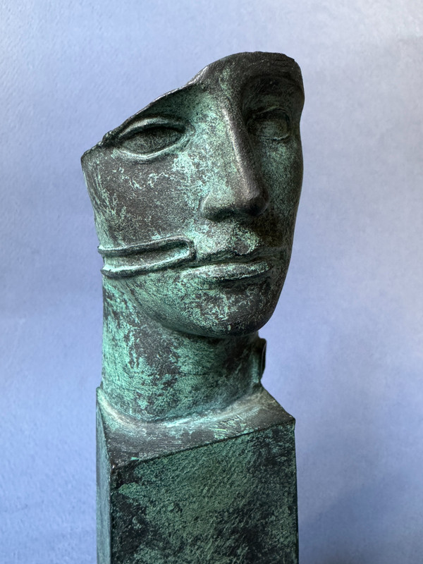 Scultura in bronzo Igor Mitoraj “Tindaro” busto di uomo