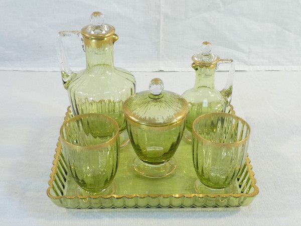 Rare NIGHT SERVICE in green tinted crystal BACCARAT / DAUM / ST LOUIS / ST DENIS