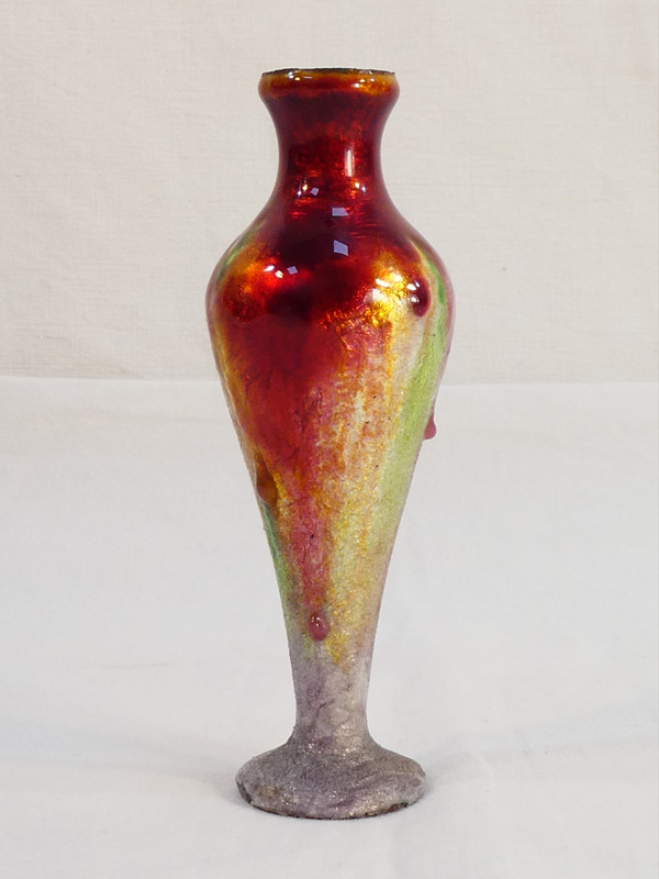 CAMILLE FAURÉ LIMOGES enamel soliflore vase